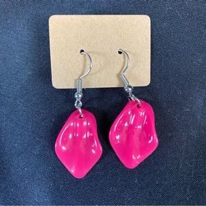 Hot Pink Abstract Drop Earrings